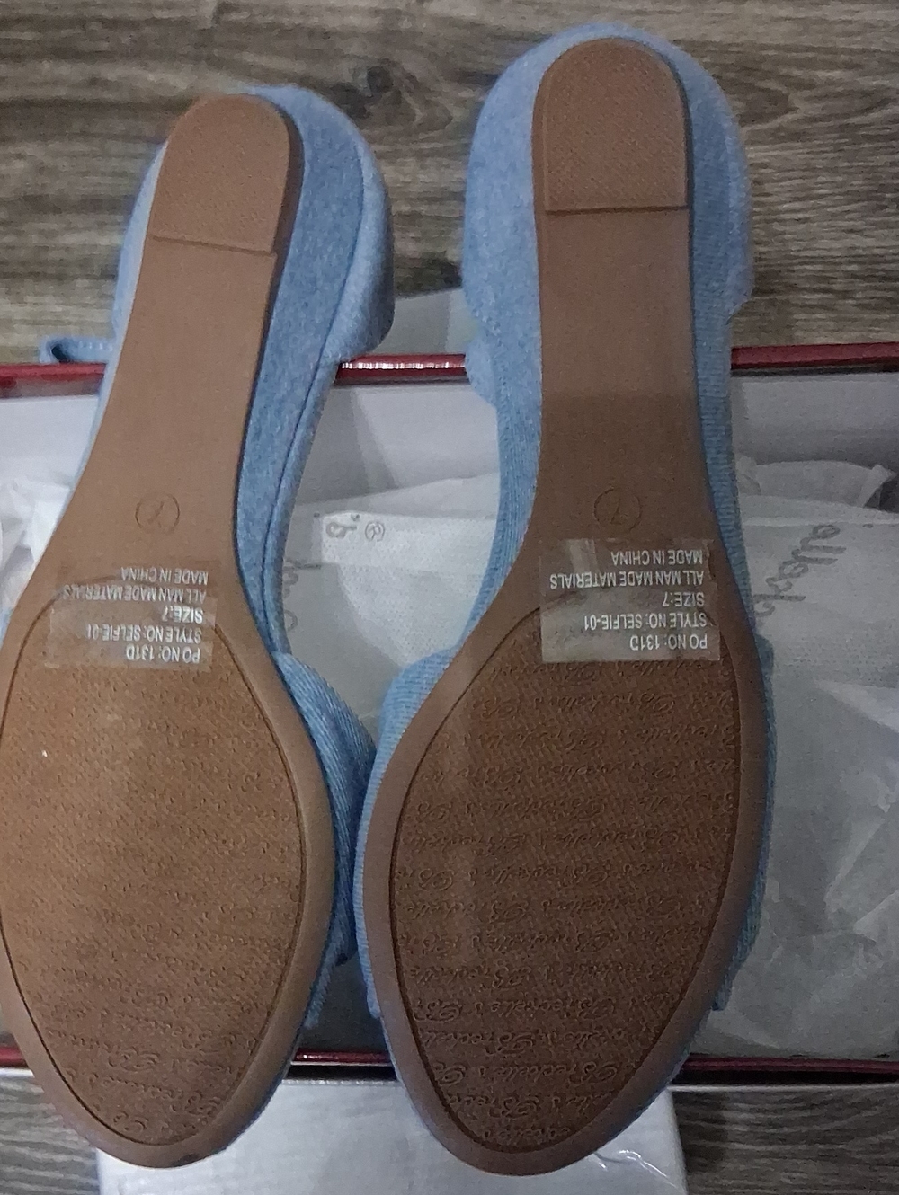 Breckelles New In Box Light Blue Denim Knot Front Ankle Strap Heels - Picture 2 of 6